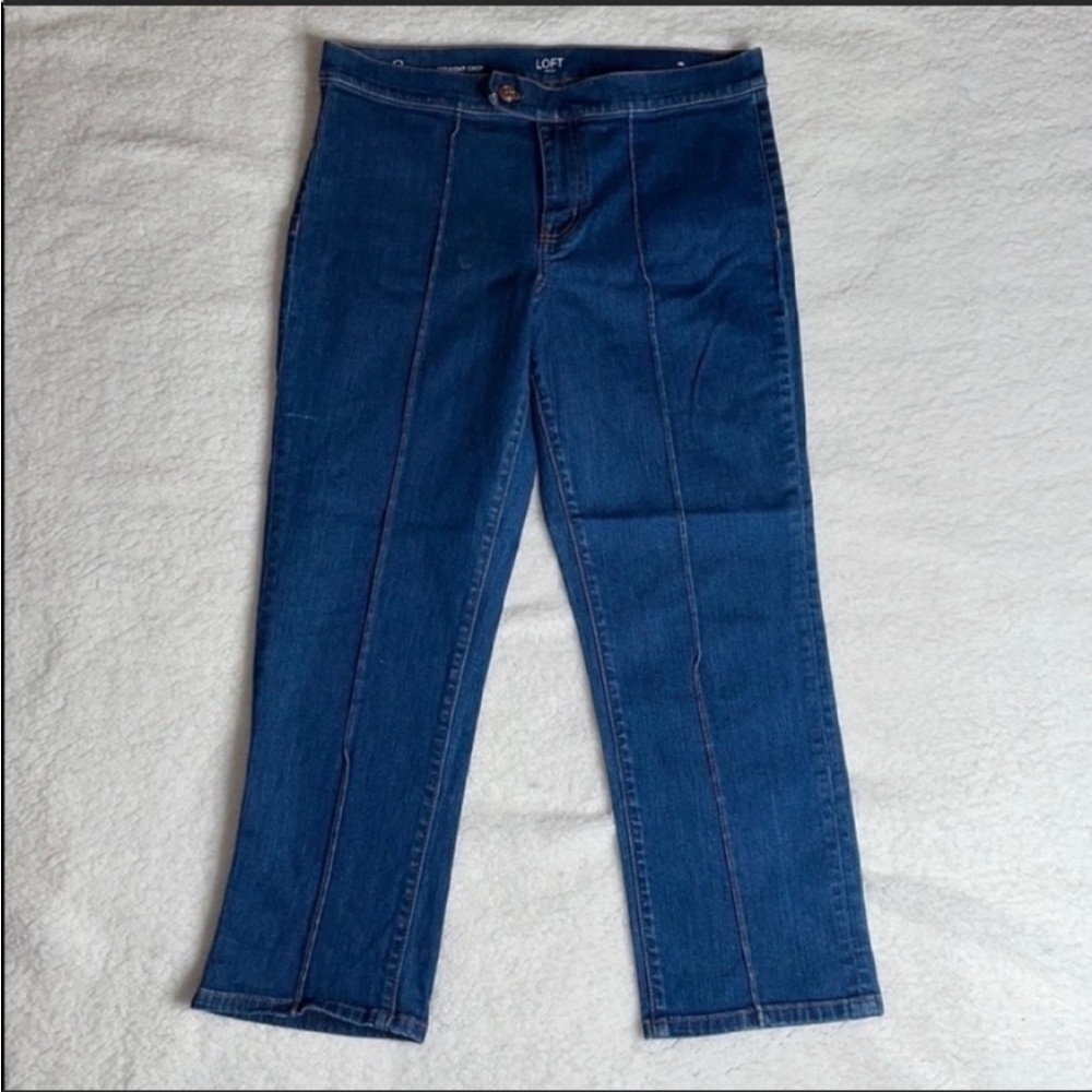 Loft outlet original straight crop Dark Denim Stretch 
Size 8